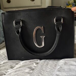 G by Guess Black Satchel with Silver Logo